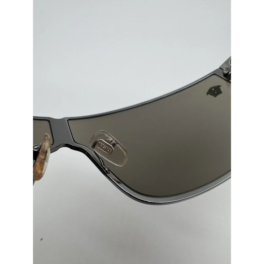 Versace MOD 2206 Shield Sunglasses Gunmetal Metal Frame Grey Lens 72-05‎ 130 New